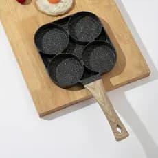 Frigideira Multifuncional Antiaderente 4 em 1 Ovos Hambúrguer Omelete Com Alça De Madeira sale