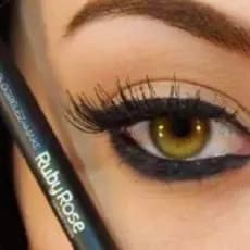 L谩pis de Olho Delineador A Prova D'脕gua Preto Lapis Carbon Black Alta Pigmenta莽茫o Ruby Rose HB-050