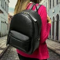 Mochila Bolsa Feminina Couro Ecológico Pequena Universitária Reforçada Social Escritorio Escola Faculdade