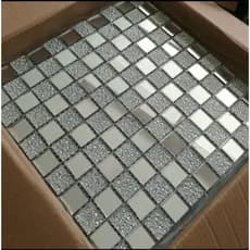 Pastilhas Auto Adesivo Decorativo Parede Prateada Metalizada Espelhada 30x30cm