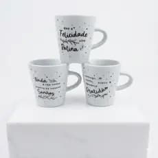 KIT CANECAS 120ml XÍCARA CHÁ CAFÉ PERSONALIZADA FRASES ESTRELINHA PRESENTE ELEGANTE PORCELANA PERAONALIZADA