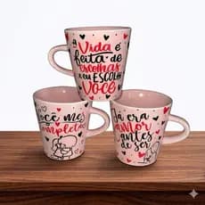 Kit Canecas Rosa 120ml Namorados Faixa Chá Café Porcelana Personalizada Meu Amor Namorados Xícaras Elegante Manhã Café