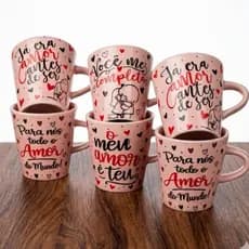 Kit Canecas 120ml Faixa Namorado Rosa Porcelana Personalizada Xícara Chá Café Presente elegante Lenbrança Namorado