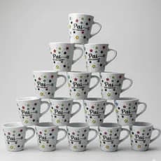 KIT CANECA 120ml PAI FRENTE XÍCARA CHÁ CAFÉ PORCELANA PERSONALIZADA PRESENTE ELEGANTE