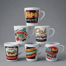 KIT CANECA PAI 120ml PAI FRENTE XÍCARA CHÁ CAFÉ PORCELANA PERSONALIZADA PRESENTE ELEGANTE E SOFISTICADO PAI COLOR