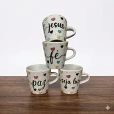 Kit Jesus Fe Faixa Canecas 120ml Café Chá Xícara Personalizada Fé Você Presente Elegante Taça Café Manhã