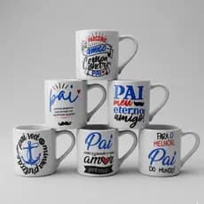 Caneca Reta Pai Faixa Color 220ml Porcelana Personalizada Xícara Chá Café Pai Desing Sofisticado Presente Elegante