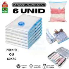Saco A Vacuo Kit 6 Organizador 70X110 ou 60X80  Edredom Cobertor Roupa P/Organizador de Guarda Roupa