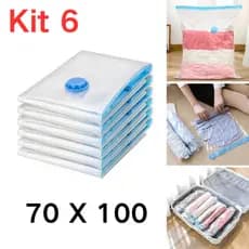 Kit 6 Saco A Vacuo 70X110 ou 60X80 Organizador Edredom Cobertor Roupa P/Organizador de Guarda Roupa