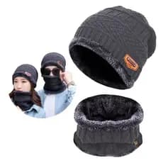 Kit Touca com Cachecol Inverno Frio Poliester