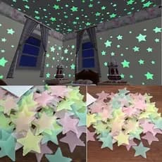 100pcs Brilham Nas Estrelas Escuras Adesivos De Parede Brilhante Adesivo Luminoso
