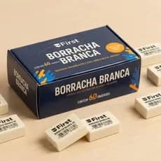Kit Caixa com 60 Borrachas Escolar Escritório Brancas Estudantes Alunos Professores Macias