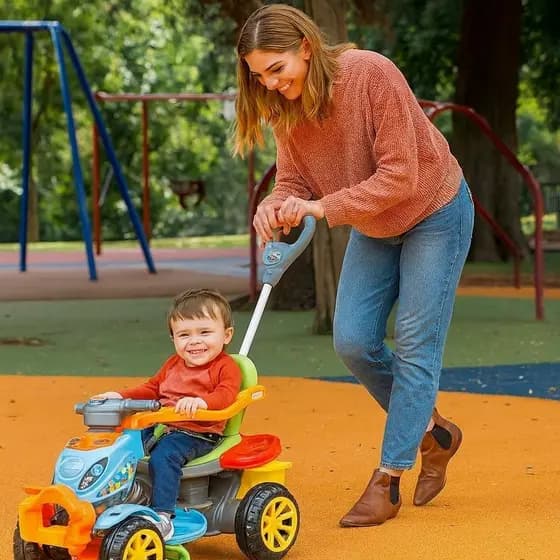 Quadriciclo Infantil Carrinho Passeio Com Guia Pedal Empurrar Brinquedo Presente Criança