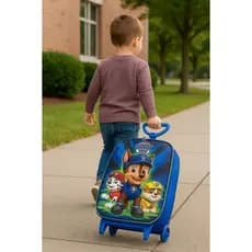 Mala Infantil Patrulha Canina 3D Rodinhas Azul Viagem Kids Estilo Diversão Prática Resistente