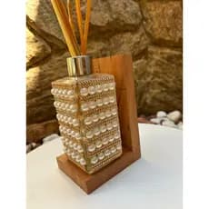 1 suporte prateleira em L em Madeira Peroba e PINUS – Prateleira para Decoração, Vasos e Objetos