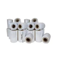 Kit 50 Rolos Filme Stretch 10cm 100m Transparente Embalagem Proteção Frete Mudança E-commerce
