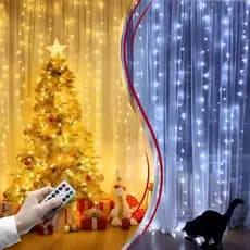 Cortina Led Pisca Natal Decoração Luz Festa Casamento Aniversário 3x3m Fio De Fada 8 Modos Controle