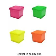 20 Caixinhas Acrílico Plástico Neon 4X4cm