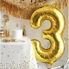 Balão Número Metalizado Dourado 75cm Decoração Festa Aniversário, Casamento e Eventos