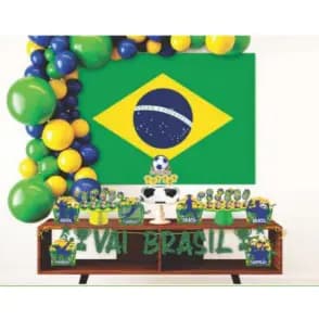 Kit Festa Brasil Copa do Mundo 39 Itens Decoração Futebol Mesa Aniversário Verde Amare