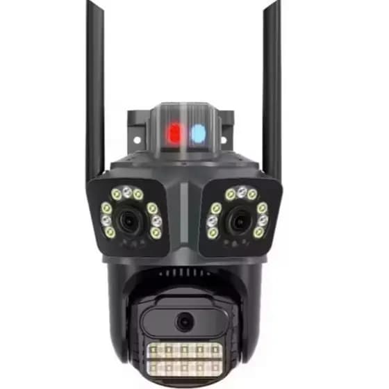 Camera De Segurança Tripla Externa Lente 4k Led Wifi Full HD Alarme Sirene Três em Uma Visão Noturna