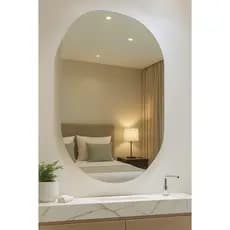 Espelho De Parede Oval Lapidado + Kit Instalação Banheiro Sala Quarto -ENVIO IMEDIATO