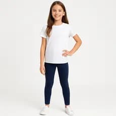 Kit 3 Calça Legging Infantil em Cotton Azul Marinho para Escola tamanhos 4 ao 16