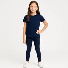 Calça Legging Infantil em Cotton Azul Marinho para Escola tamanhos 4 ao 16
