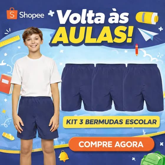 Kit 3 Bermuda Tactel Juvenil Masculina Azul Marinho | Moda Verão Menino | Confortável e Ideal Para Escola e Lazer