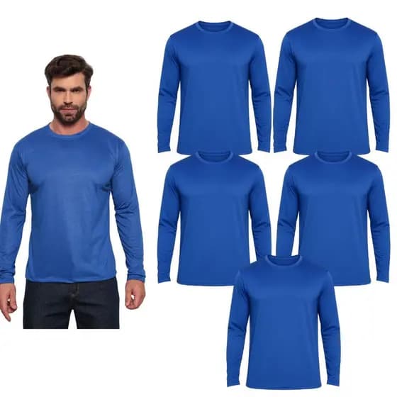 Kit 5 Camisetas Manga Longa Masculina tamanhos P M G GG Promoção