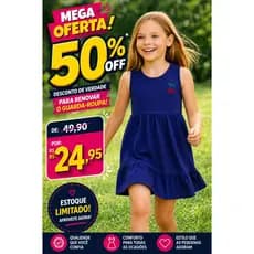 Vestido Infantil Juvenil Menina Regata 100% Algodão  Verão PROMOÇÃO BLACK FRIDAY