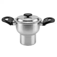 Mini Cuscuzeira Individual Pequena Duas Alças Alumínio Polido Solitária Cuscuz Completa 250ml