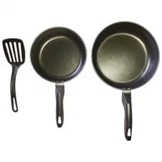 Kit 2 Frigideiras Alumínio Antiaderente Teflon Cozinha Sem Óleo Funda Espátula Reforçada Preto