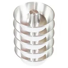 Kit 5 Formas Redonda Bolo Pudim Com Tubo Alumínio Polido 18cm Número 18 Tamanho Pequeno Vulcão Banho