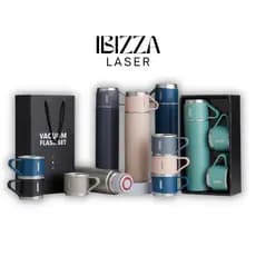 Kit Garrafa Térmica inox 500 ml c/ 3 Xícaras Personalizada Logo/Presente/Brinde