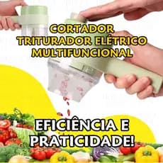 Cortador Triturador Elétrico Multifuncional Para Vegetais 4 Em 1 Sem Fio Alho.