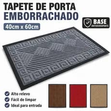 Tapete de Porta Bem Vindo Emborrachado Antiderrapante 40x60cm Alto Relevo Para Entrada