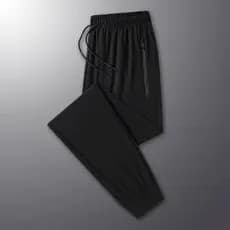 Calça Jogger Preta Masculina Dry Fit Esportiva Com Zíper e Elastano