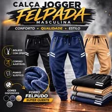 Calça Jogger Moletom Fleece Flanelado com Zíper – Confortável, Quente e Estilosa