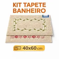 Kit Tapete Porta e Banheiro 40x60cm Algodão Rústico Lavável Máquina