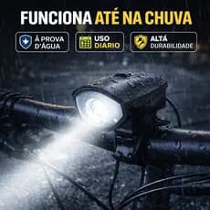 Buzina e Farol Super led de Bike Recarregável