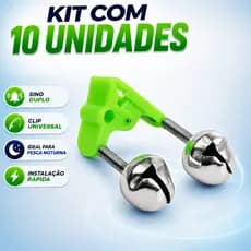 Kit 10 Sininhos Duplos Para Vara De Pesca Alarme Sonoro De Fisgada