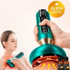 Massageador a Vácuo Elétrico Aquecido e Sucção 12 Níveis Gua Sha + 2 Óleos Grátis