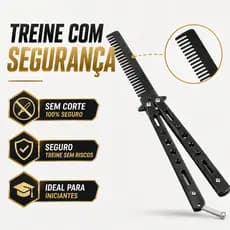 Canivete Pente Butterfly Borboleta Treino Sem Fio Preto Metal