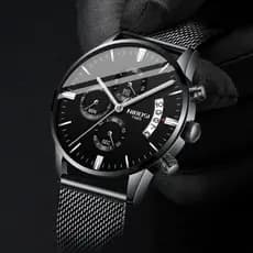 NIBOSI Relógio Masculino 2309 Original Marca Cinto de Malha de Aço Inoxidável Luxo À Prova D'água Quartzo Negócios Esportes Relógio de Pulso com Cronógrafo Calendário Luminoso