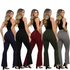 Calça Lycra  Boca de Sino Cintura Alta fivela forrado  Social pra Trabalho