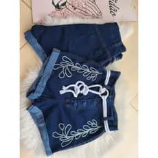 Short Jeans Feminino  Cintura Alta Botão Encapado Lycra cinto