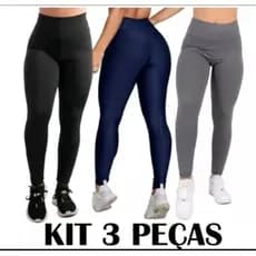 CALÇA LEGGING FLANELADA LYCRA FEMININA KIT 3PEÇAS