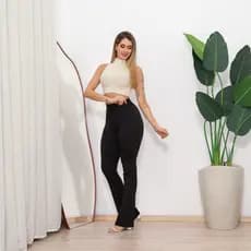 CALÇA LEGGING FLARE FLANELEDO FEMINIINA CINTURA ALTA