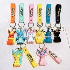 Conjunto de Chaveiros da Família Eevee Evolution - Chaveiro de Silicone 3D do Pokémon, Presente para Crianças